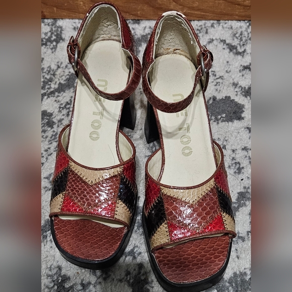 Vintage 1990s reptile patchwork chunky heels - Picture 1 of 6